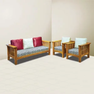 Wooden sofa set with chairs